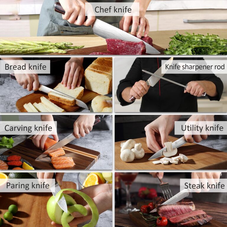 PAUDIN Kitchen Knife Set with Block, 14 Pieces Knife Sets for Kitchen with Block, High Carbon German Stainless Steel Sharp Chef Knife Set with Ergonomic Pakkawood Handle - Image 5