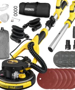 Drywall Sander, Electric Drywall Sander with Vacuum, 6 Variable Speed, 900-1800RPM, Labor-Saving Handle and Patented Fixture for Ceiling Sanding, LED Light, 14ft Dust Hose,26ft Power Cable,Storage Bag