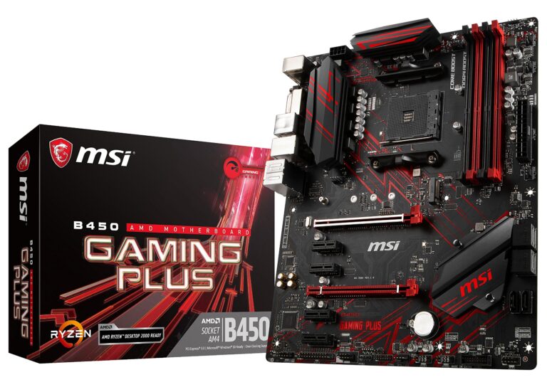 MSI Performance GAMING AMD Ryzen 1st and 2nd Gen AM4 M.2 USB 3 DDR4 DVI HDMI Crossfire ATX Motherboard (B450 GAMING PLUS)