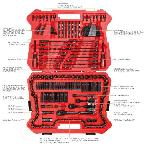 STARWORK TRUE MECHANIC 303-Piece Mechanics Tool Set, 120T Ratcheting Wrench, Professional, SAE/Metric - Image 5