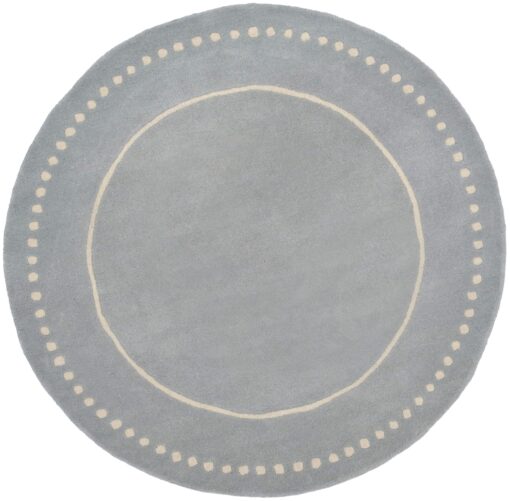 SAFAVIEH Bella Collection 7' Round Light Blue/Ivory BEL151A Handmade Dotted Border Premium Wool Entryway Foyer Living Room Bedroom Kitchen Area Rug - Image 4