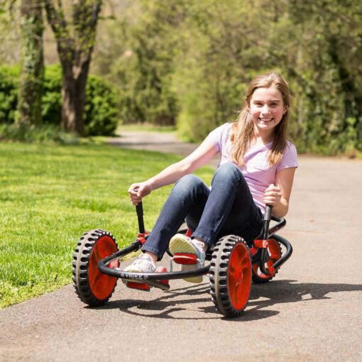 YBIKE Explorer Pedal Car - 3-Wheel Go Kart for Kids, Ride On Toys for Girls and Boys, Ages 4 & Up, Steer with Handles, Adjustable Frame & Seat, Up to 155 lbs, Red & Black - Image 4