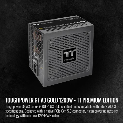 Thermaltake Toughpower GF A3 1200W, True 600W 12VHPWR Connectors on PSU & NVIDIA RTX 40 Series, ATX 3.0/PCI-E 5.0, 80+ Gold, SLI/Crossfire Ready Power Supply, PS-TPD-1200FNFAGU-L, 10 Year Warranty - Image 6