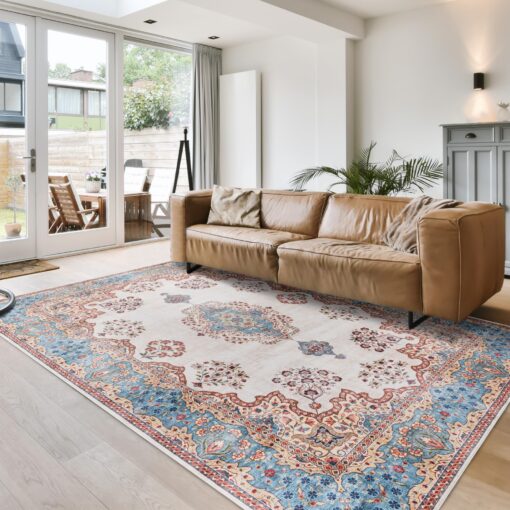 Gertmenian Indoor Boho Area Rug - 9x13 Extra Large, Non Slip, Super Strong, Ideal for High Traffic Areas in Bedroom, Living Room, Kitchen - Dainty Medallion, Multi, 24528 - Image 2
