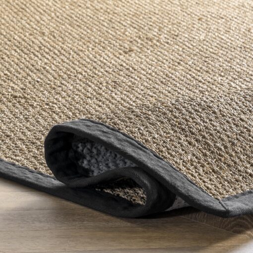 nuLOOM 9x12 Elijah Seagrass Area Rug, Black, Solid Farmhouse Style, Cotton Bordered, Basketweave, Natural Fiber, For Bedroom, Dining Room, Living Room, Hallway, Office, Kitchen, Entryway - Image 2