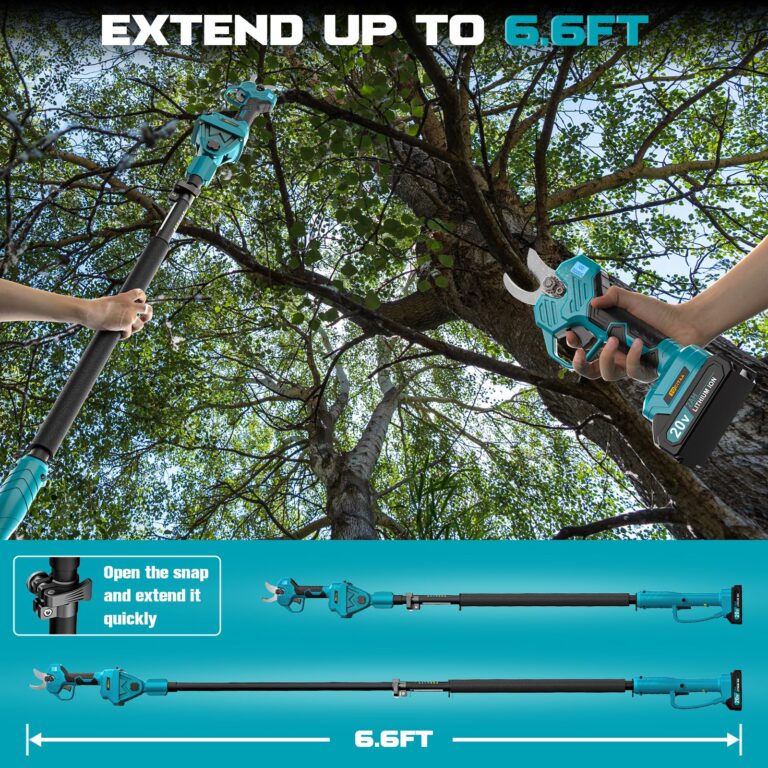 Electric Pruning Shears for Makita Battery, Pruners for Gardening 1.5-2 Inch Cutting Diameter with 2 Pack 2.0Ah Batteries, Cordless 13ft. Pole Pruner for Tree Trimming Branch Cutter with Pruning Blade - Image 3