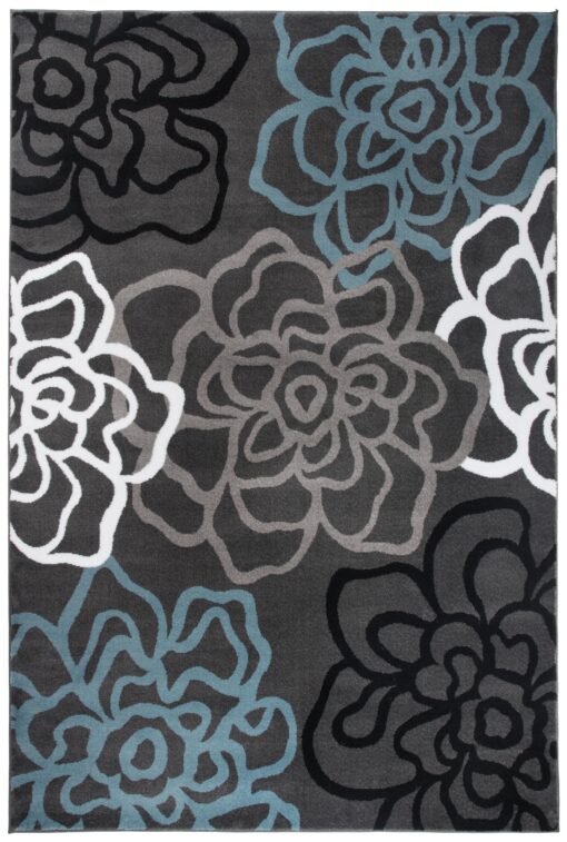 Rugshop Contemporary Modern Floral Abstract Flowers Easy Maintenance for Home Office, Living Room, Bedroom, Kitchen Soft Area Rug 7'10" x 10'2" Gray - Image 8