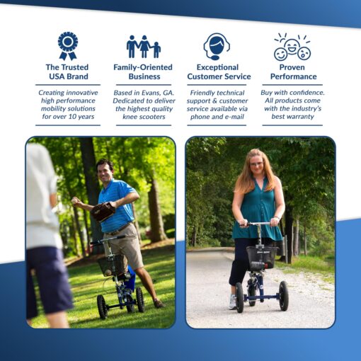 KneeRover Original Steerable All Terrain Knee Scooter for Adults for Foot Surgery Heavy Duty Knee Walker for Broken Ankle Foot Injuries - Leg Recovery Scooter Best Knee Crutch Alternative (Blue) - Image 9