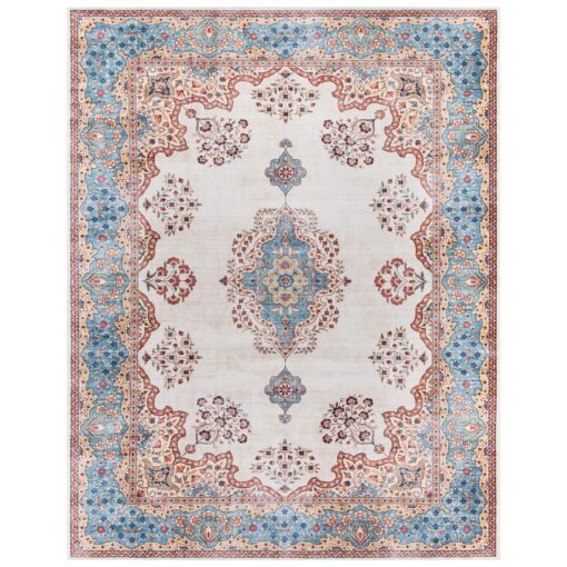 Gertmenian Indoor Boho Area Rug - 9x13 Extra Large, Non Slip, Super Strong, Ideal for High Traffic Areas in Bedroom, Living Room, Kitchen - Dainty Medallion, Multi, 24528