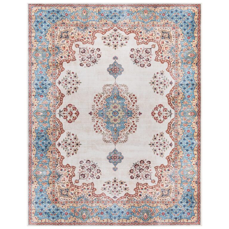 Gertmenian Indoor Boho Area Rug - 9x13 Extra Large, Non Slip, Super Strong, Ideal for High Traffic Areas in Bedroom, Living Room, Kitchen - Dainty Medallion, Multi, 24528