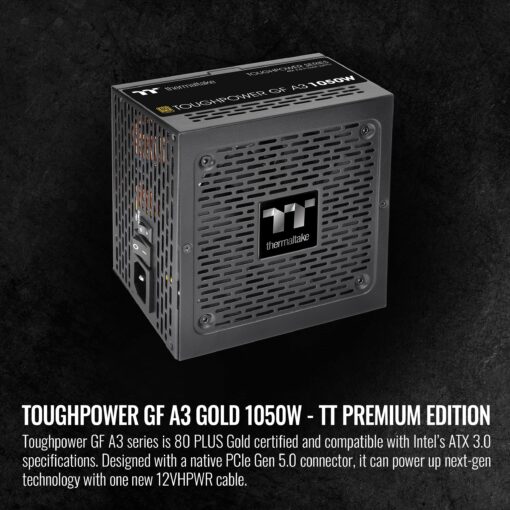 Thermaltake Toughpower GF A3 1050W, True 600W 12VHPWR Connectors on PSU & NVIDIA RTX 40 Series, ATX 3.0/PCI-E 5.0, 80+ Gold, SLI/Crossfire Ready Power Supply, PS-TPD-1050FNFAGU-L, 10 Year Warranty - Image 6