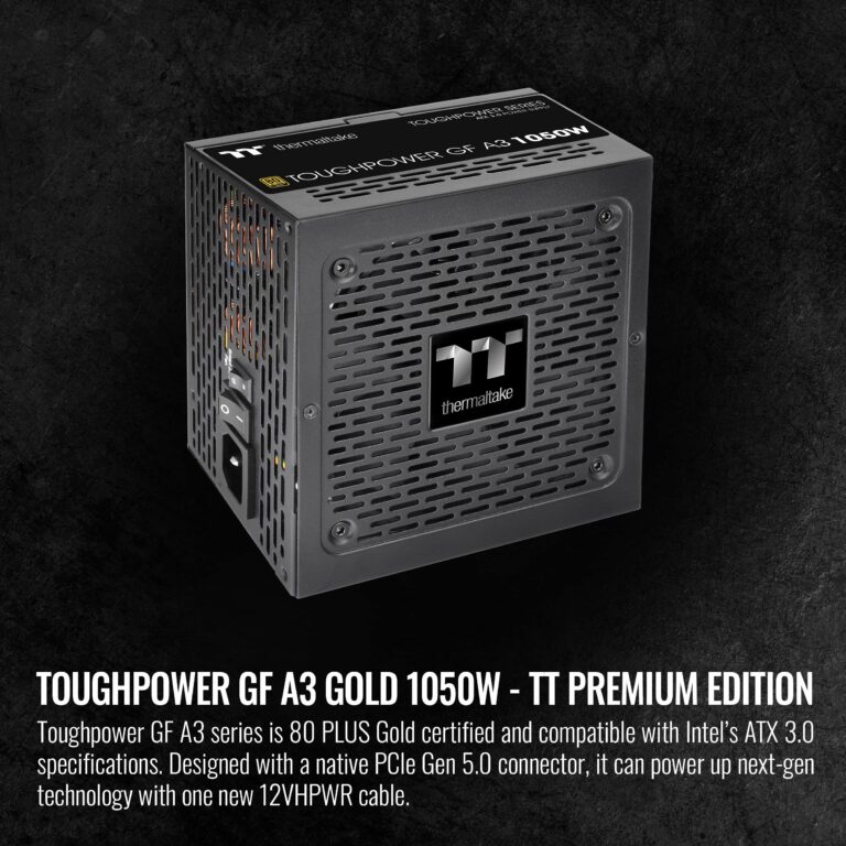 Thermaltake Toughpower GF A3 1050W, True 600W 12VHPWR Connectors on PSU & NVIDIA RTX 40 Series, ATX 3.0/PCI-E 5.0, 80+ Gold, SLI/Crossfire Ready Power Supply, PS-TPD-1050FNFAGU-L, 10 Year Warranty - Image 6