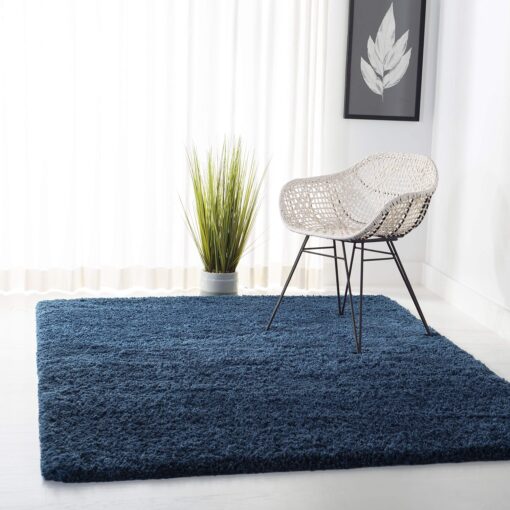 SAFAVIEH Fontana Shag Collection Area Rug - 9' x 12', Blue, Solid Design, Non-Shedding & Easy Care, 2-inch Thick Ideal for High Traffic Areas in Living Room, Bedroom (FNT800M)