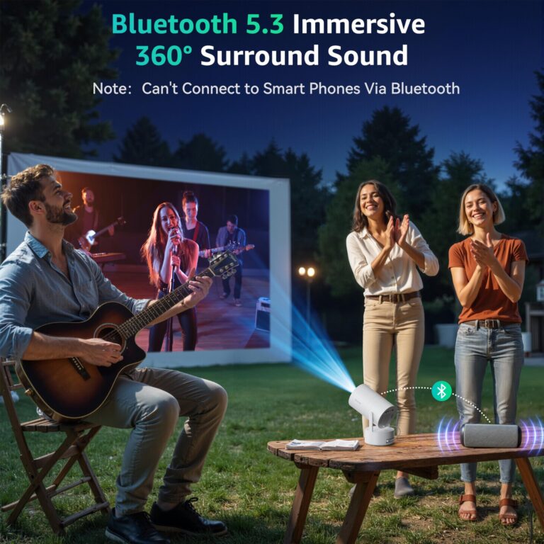 Polocsh Mini Projector, Rechargeable Portable Outdoor Smart Projector with 4K Support, Auto Keystone, Android 11 Small Projector with WiFi and Bluetooth, Electric Focus Home Theater for iphone - Image 3