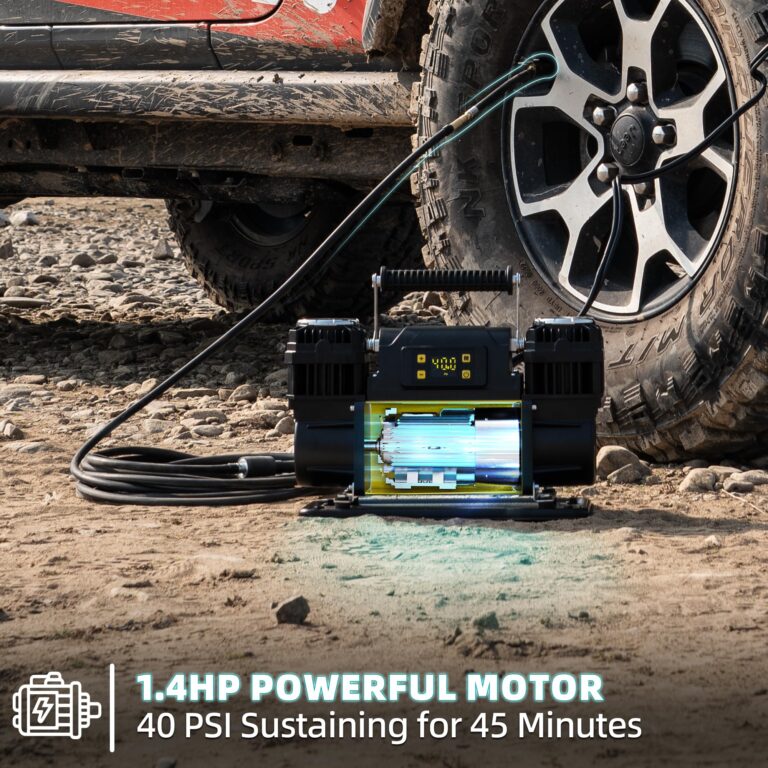 SMAOUT 12V Digital Air Compressor, Offroad Portable Inflator 12.3 CFM, Air Pump Max 150PSI for Heavy-Duty Tires, with LCD Control Panel to Preset Target Pressure, 4x4 Vehicle, SUV, RV - Image 3
