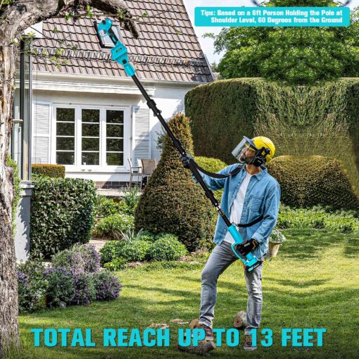 Cordless Pole Pruning Shears for Makita 18V Battery: 1.5-2 Inch Cutting Diameter Electric Pruning Shears with 2 x 2.0Ah Rechargeable Batteries - 13ft Reach Pole Pruner with LCD Display for Tree Branch - Image 2