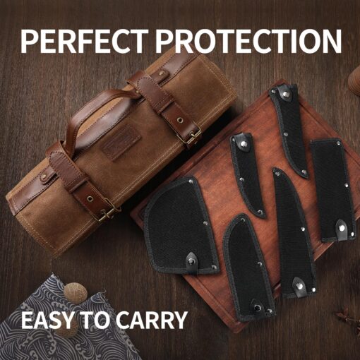 XCHIEF PRO Chef Knife Set, Hand Forged Meat Boning Carving Cleaver Butcher Knife, High Carbon Steel Japan Nakiri Santoku Knife Set with Accessories for Kitchen, BBQ Camping Knives Set with Bag - Image 4