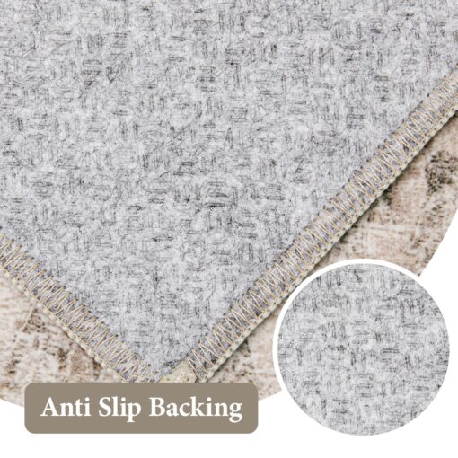 Area Rug 8x10 Vintage Rug: Large Washable Indoor Medallion Rug Low Pile Distressed Floor Carpet Retro Accent Rug for Living Room Bedroom Kitchen Dining Table Home Office(Distressed Brown, 8'x10') - Image 4