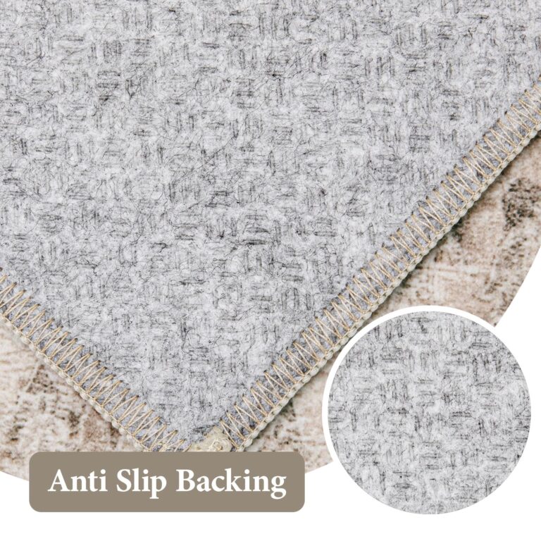 Area Rug 8x10 Vintage Rug: Large Washable Indoor Medallion Rug Low Pile Distressed Floor Carpet Retro Accent Rug for Living Room Bedroom Kitchen Dining Table Home Office(Distressed Brown, 8'x10') - Image 4