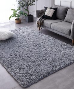 TABAYON Extra Large Shag Area Rug, 9x12 Feet Grey Indoor Ultra Soft Plush Rugs for Living Room, Non-Skid Modern Nursery Faux Fur Rugs for Home Decor