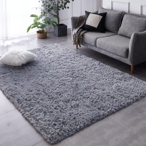 TABAYON Extra Large Shag Area Rug, 9x12 Feet Grey Indoor Ultra Soft Plush Rugs for Living Room, Non-Skid Modern Nursery Faux Fur Rugs for Home Decor
