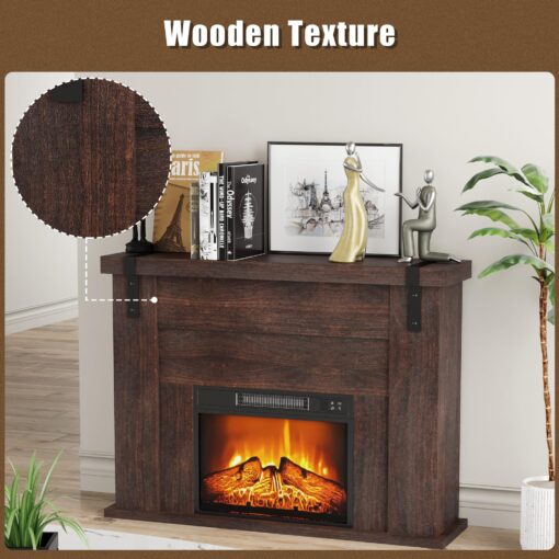 TRONLEE 46" Fireplace Mantel, Includes 23" Freestanding 1400W Electric Fireplace, Remote Control, Faux Fireplace for Living Room, Study, Bedroom, 46.45W x 34.72 H (Walnut, 23'' Fireplace Mantel) - Image 3