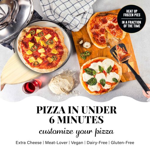 PIEZANO 14 Inch Large Crispy Crust Pizza Oven by Granitestone – Family Sized Electric Pizza Oven Indoor Countertop Maker with Stone Heats up to 800˚F for Stone Baked Pizzeria Style at Home - Image 6