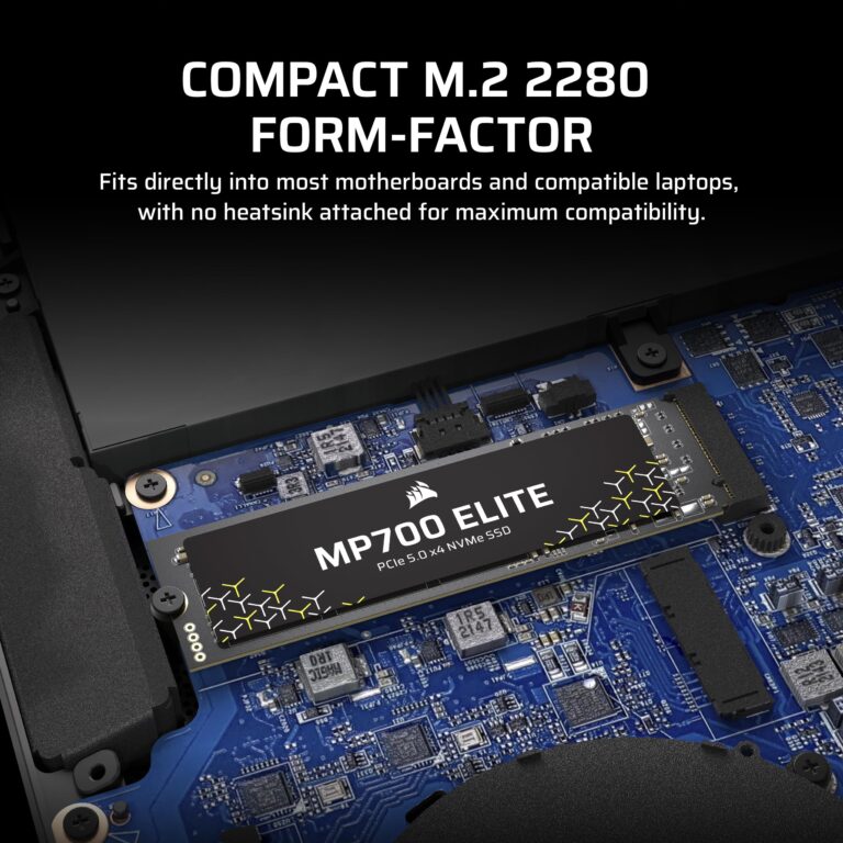 Corsair MP700 Elite 2TB PCIe 5.0 x4 NVMe M.2 SSD – Up to 10,000MB/sec – High-Density 3D TLC NAND – M.2 2280 - DirectStorage Compatible – Black - Image 4