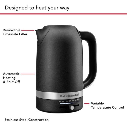 KitchenAid 1.7L Electric Kettle w/Temp Control KEK1701, Cast Iron Black - Image 4