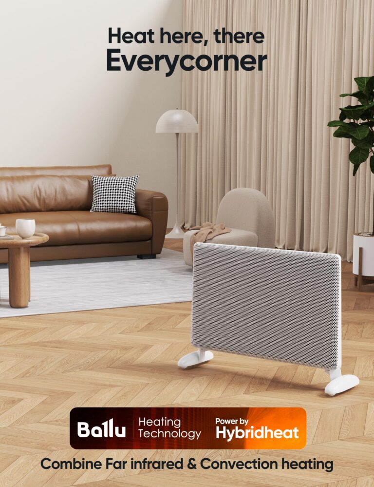 Ballu Mica Infrared Space Heater Indoor Use,1500W Electric Panel Heater with Program Thermostat,Wifi App Control,Portable Stand Wall Mount Room Heater for Large Room Energy Efficient,Work with Alexa - Image 4
