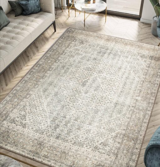 Keen Home Design 8x10 Rug - Machine Washable Area Rug with Non-Slip Backing, Ideal for Living Room, Dining Room, Bedroom - Vintage, Easy Clean, Durable, Low Pile Rug - (8' x 10')