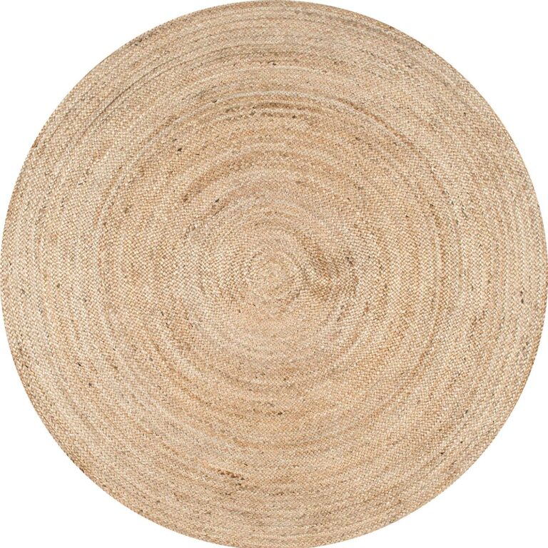 FRELISH DECOR Handwoven Jute Area Rug - 8 feet Round - Natural Yarn - Rustic Vintage Beige Braided Reversible Rug - Eco Friendly Rugs for Bedroom - Kitchen - Living Room - Farmhouse (8' Round) - Image 9