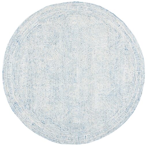 SAFAVIEH Abstract Collection 8' Round Ivory/Blue ABT340M Handmade Premium Wool Entryway Foyer Living Room Bedroom Kitchen Area Rug - Image 7