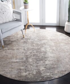 SAFAVIEH Madison Collection 8' Round GreyBeige MAD471G Modern Abstract Non-Shedding Entryway Foyer Living Room Bedroom Kitchen Area Rug