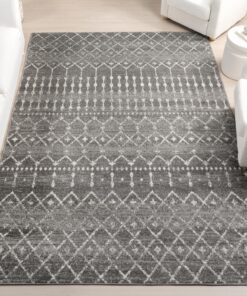nuLOOM 9x12 Moroccan Blythe Area Rug, Dark Grey, Faded Bohemian Design, Stain Resistant, For Bedroom, Dining Room, Living Room, Hallway, Office, Kitchen, Entryway