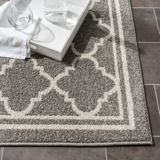 SAFAVIEH Amherst Collection X-Large Area Rug - 11' x 15', Dark Grey & Beige, Moroccan Trellis Design, Non-Shedding & Easy Care, Ideal for High Traffic Areas in Living Room, Bedroom (AMT422R) - Image 5