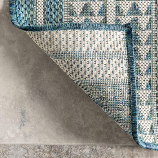 nuLOOM 8' x 10' Outdoor Tribal Geometric Area Rug, Stain Resistant, Weather Resistant, High Traffic, Patio, Balcony, Outside, Ranya Teal - Image 7
