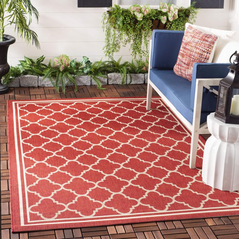 SAFAVIEH Courtyard Collection 8' x 11' Red/Bone CY6918 Trellis Indoor/ Outdoor Splashproof Easy Scrubbing Patio Backyard Mudroom Area Rug - Image 2