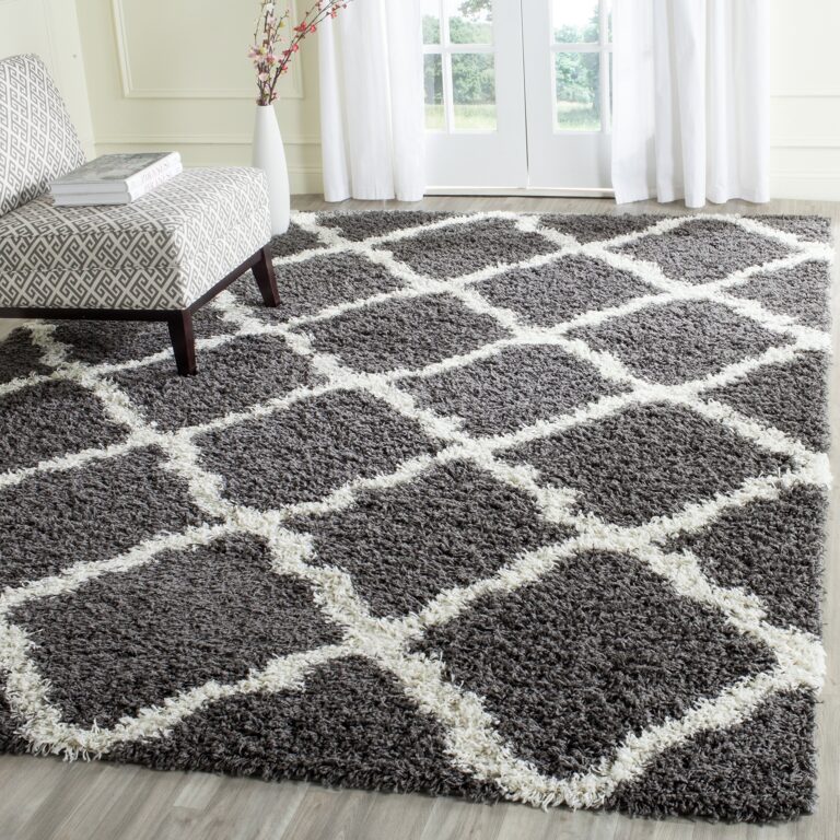 SAFAVIEH Dallas Shag Collection Area Rug - 8'6" x 12', Dark Grey & Ivory, Trellis Design, Non-Shedding & Easy Care, 1.5-inch Thick Ideal for High Traffic Areas in Living Room, Bedroom (SGD257A) - Image 2