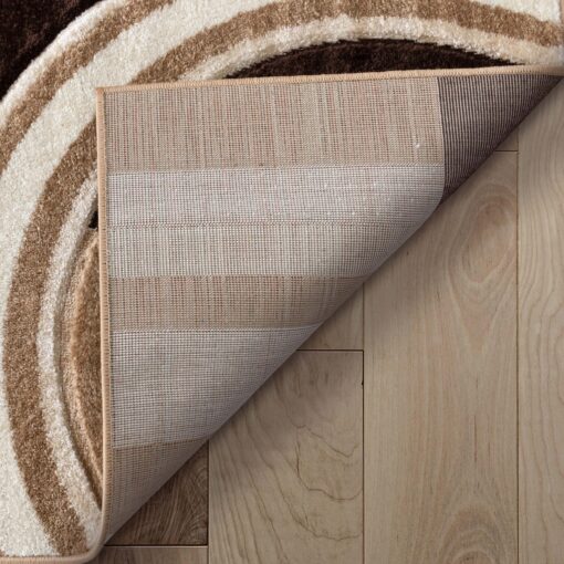Well Woven Echo Shapes & Circles Ivory/Beige Brown Modern Geometric Comfy Casual Hand Carved Area Rug (7'10inx9'10in) Easy Clean Stain Resistant Abstract Contemporary Thick Soft Plush Living Room - Image 5