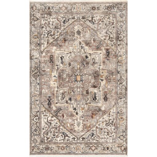 nuLOOM Harriet Vintage Medallion Fringe Area Rug - 9x12 Area Rug Traditional Light Brown/Ivory Rugs for Living Room Bedroom Dining Room Kitchen - Image 4