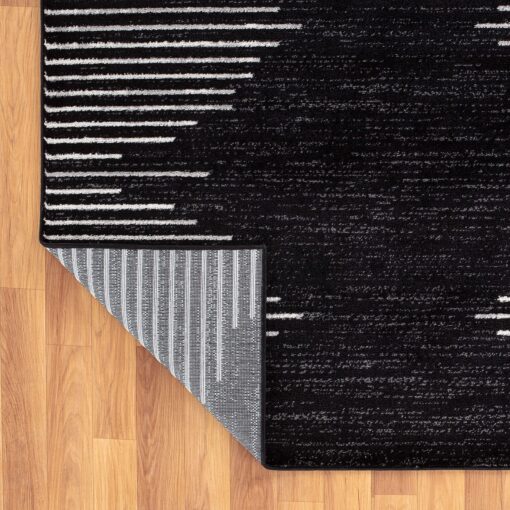 Rugshop Bohemian Stripe Stain Resistant High Traffic Living Room Kitchen Bedroom Dining Home Office Area Rug 8'x10' Black - Image 6