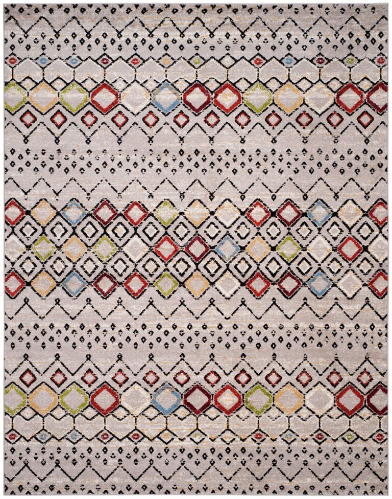 SAFAVIEH Amsterdam Collection Area Rug - 10' x 14', Light Grey & Multi, Moroccan Boho Design, Non-Shedding & Easy Care, Ideal for High Traffic Areas in Living Room, Bedroom (AMS108G) - Image 6