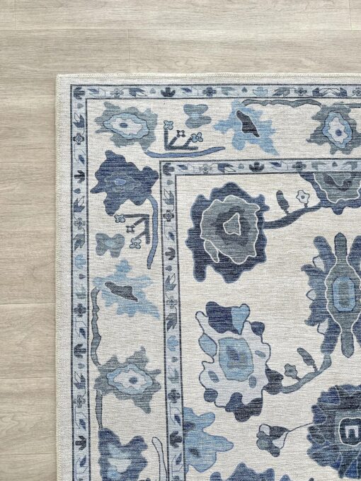 Navy Blue Oushak Rug, Modern, Vintage, Turkish, Eclectic, Floral, Pastel, Washable, Area Rugs for Living Room, Dining, Bedroom, Nursery, Girls, Boys, 5'9"x8'9" - Image 3