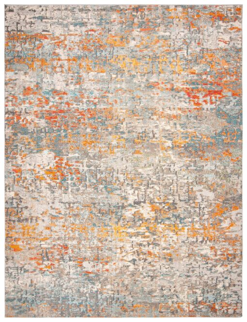 SAFAVIEH Madison Collection Area Rug - 9' x 12', Grey & Orange, Modern Abstract Design, Non-Shedding & Easy Care, Ideal for High Traffic Areas in Living Room, Bedroom (MAD460F) - Image 8