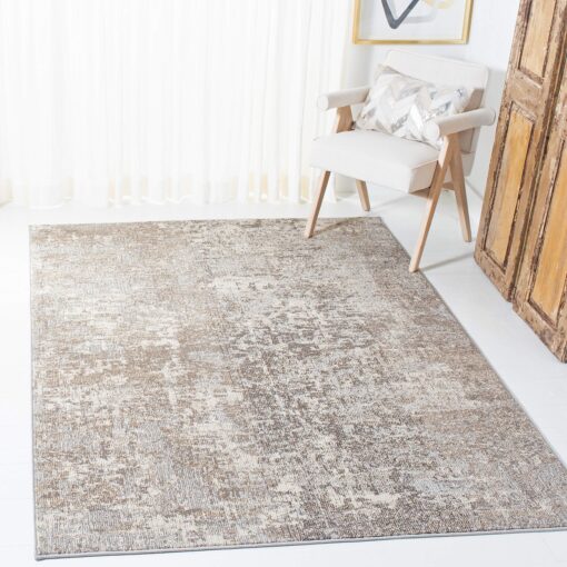 SAFAVIEH Madison Collection 10' Square GreyBeige MAD471G Modern Abstract Non-Shedding Living Room Dining Bedroom Area Rug