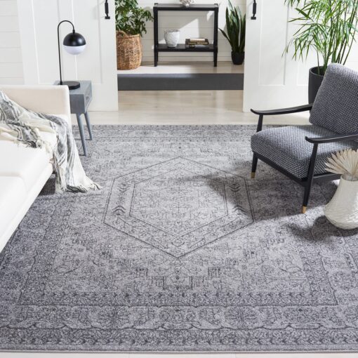 SAFAVIEH Adirondack Collection X-Large Area Rug - 11' x 15', Light Grey & Dark Grey, Oriental Medallion Design, Non-Shedding & Easy Care, Ideal for High Traffic Areas in Living Room, Bedroom (ADR108C)