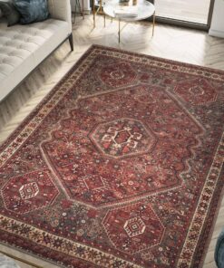 Keen Home Design 6x9 Rug - Machine Washable Area Rug with Non-Slip Backing, Ideal for Living Room, Dining Room, Bedroom - Vintage, Easy Clean, Durable, Low Pile Rug - (6' x 9')
