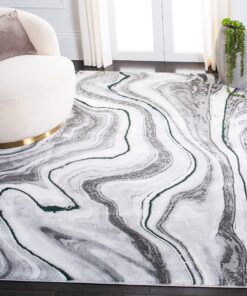 SAFAVIEH Craft Collection Area Rug - 6'7" x 9', Grey & Green, Modern Abstract Design, Non-Shedding & Easy Care, Ideal for High Traffic Areas in Living Room, Bedroom (CFT819Y)