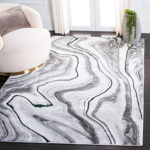 SAFAVIEH Craft Collection Area Rug - 6'7" x 9', Grey & Green, Modern Abstract Design, Non-Shedding & Easy Care, Ideal for High Traffic Areas in Living Room, Bedroom (CFT819Y)